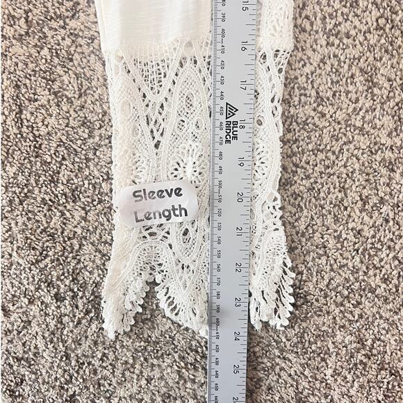 Chico's Womens M Boho Peasant Feminine Romantic Fairycore Lace Sleeve Knit Top - Picture 10 of 11